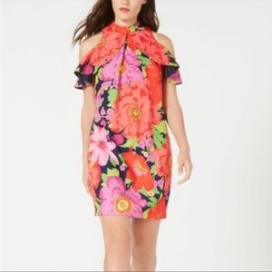Trina Turk Amado Cold Shoulder Dress Florals Size 0